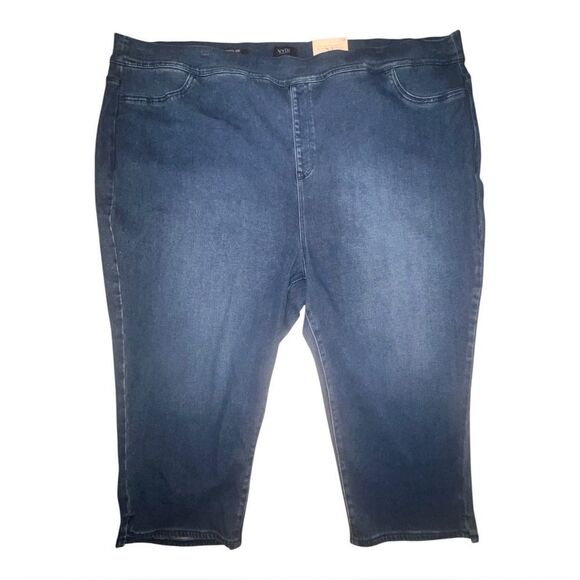 NYDJ Plus Size Dakota Crop Pull-On Jeans Pull On Stretch Olympus Blue 5X NWT - Picture 7 of 12